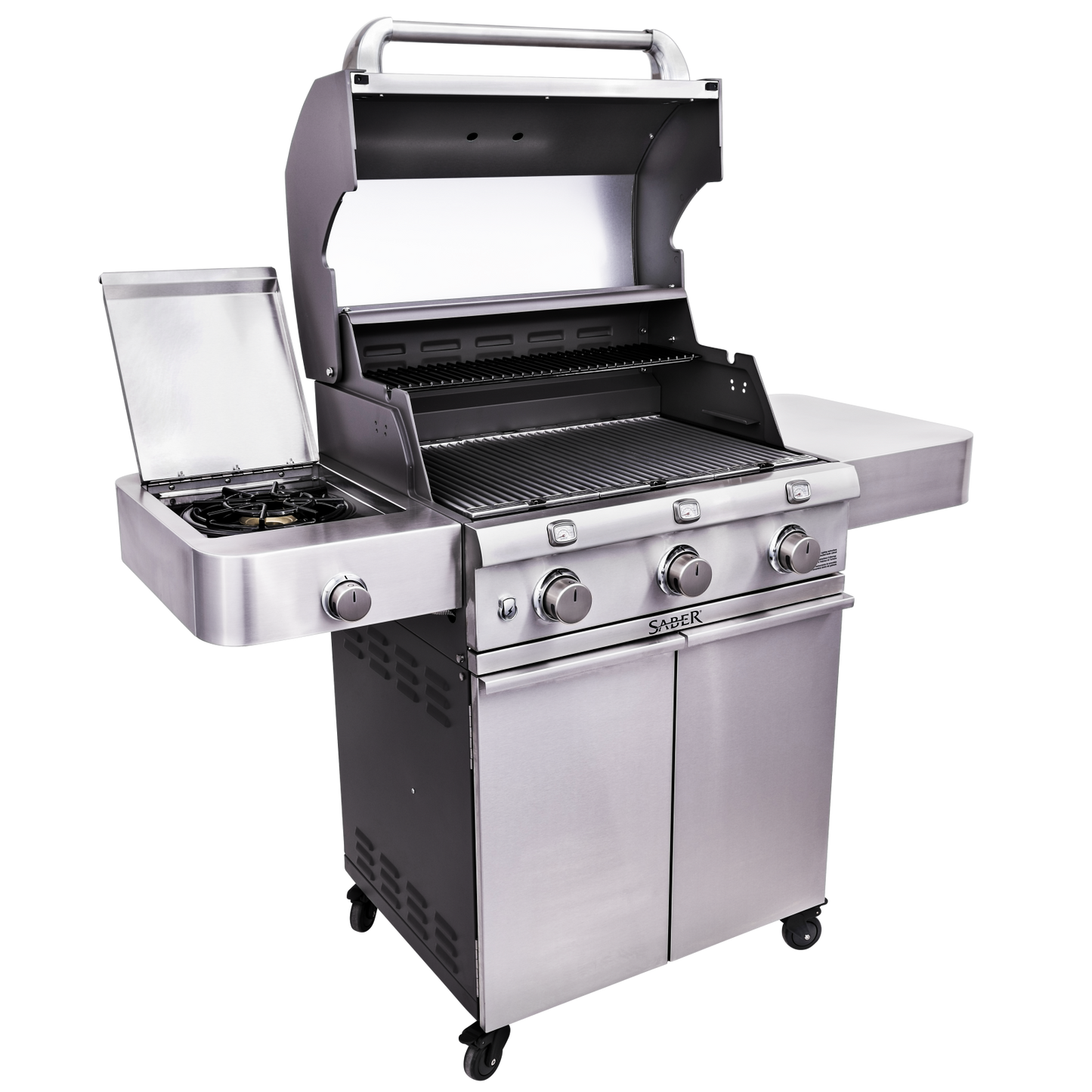 SABER® Deluxe Stainless 3-Burner Gas Grill W/Side Burner