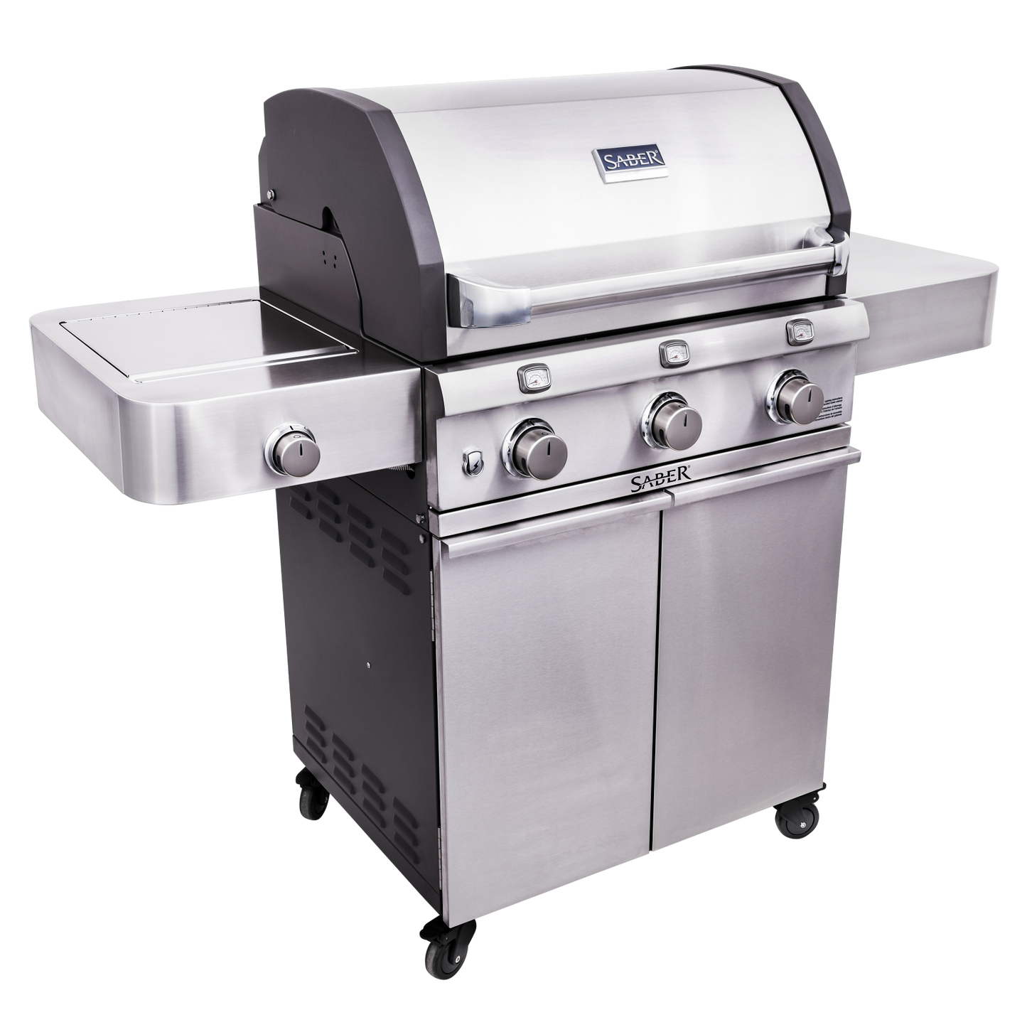 SABER® Deluxe Stainless 3-Burner Gas Grill W/Side Burner