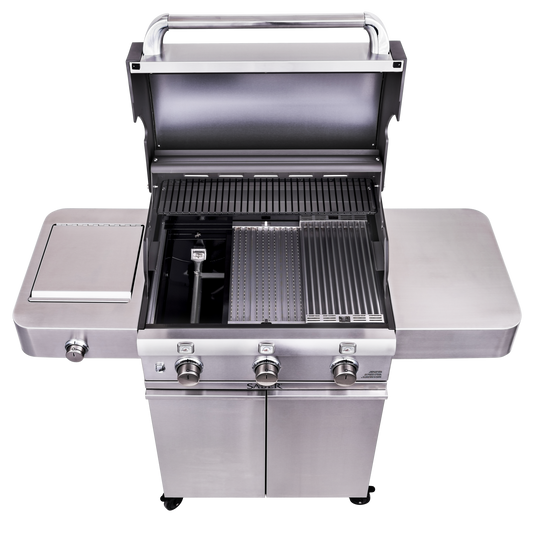 SABER® Deluxe Stainless 3-Burner Gas Grill W/Side Burner